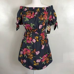 Hint of Blush Off Shoulder Bright Floral Sz Med